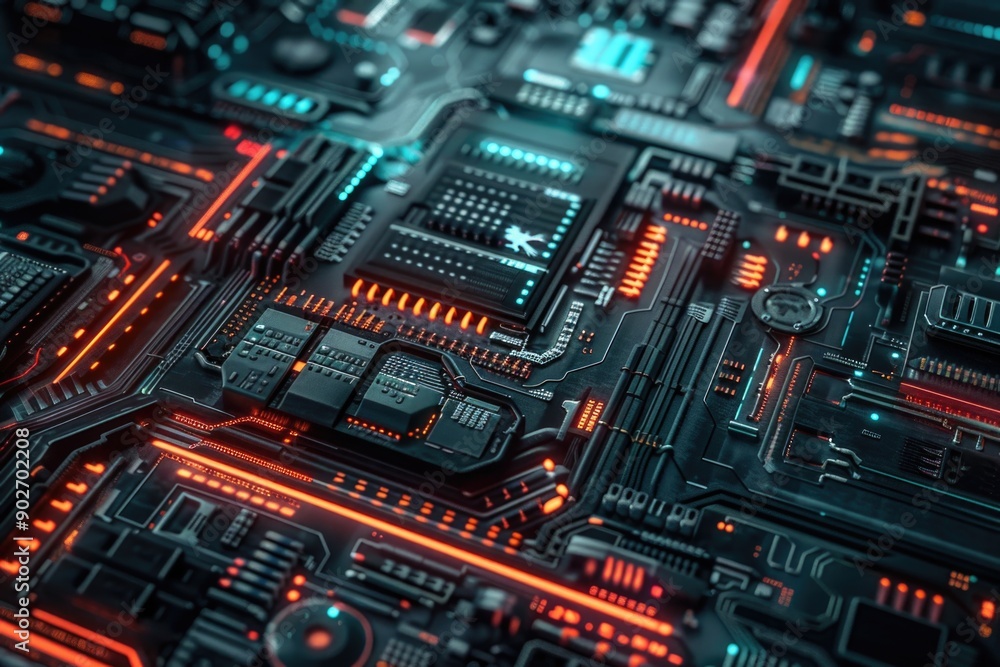 A close-up view of a computer circuit board A close-up view of a computer circuit board