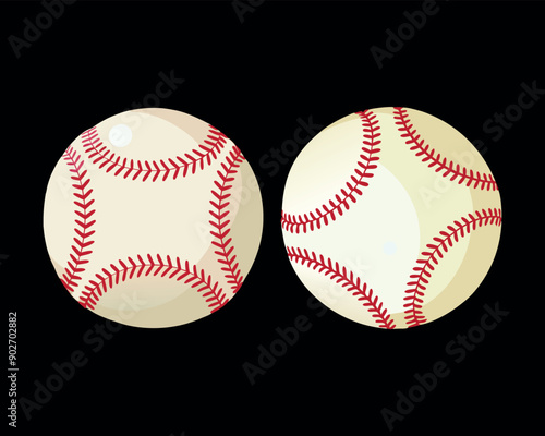 Set of baseball sports concept, baseball ball icon vector soft ball tennis illustration character