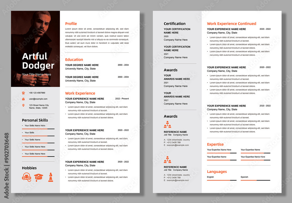 Curriculum Vitae Layout Stock Template | Adobe Stock