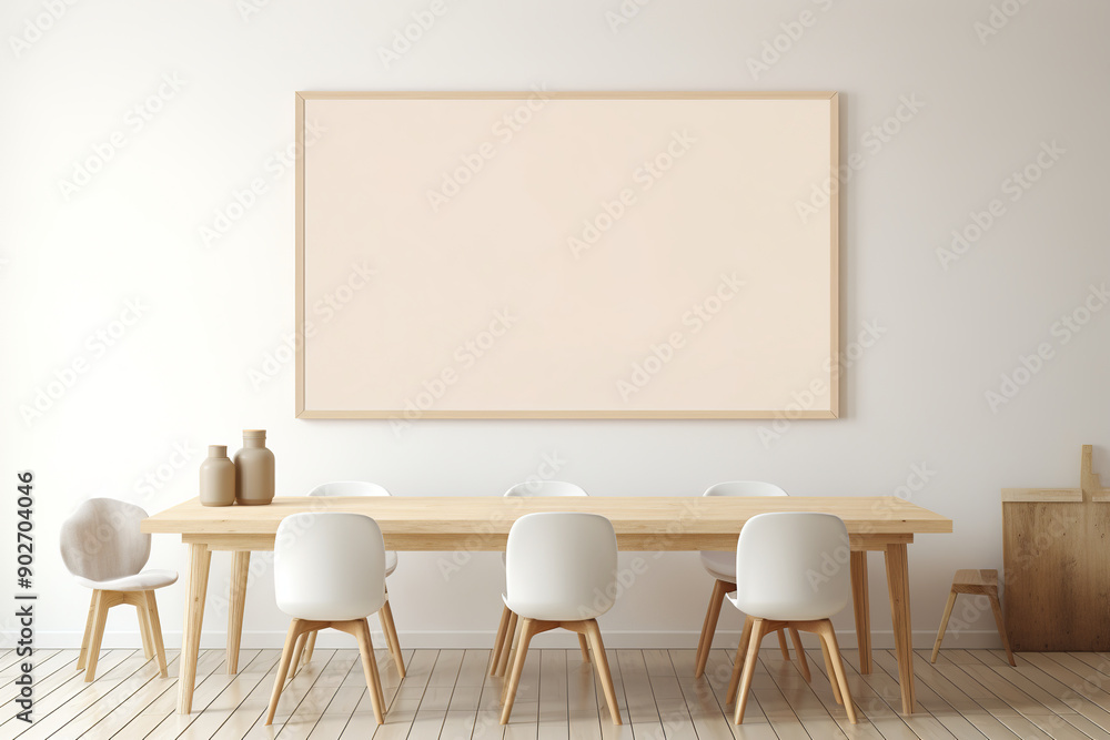 empty room with chairs and table. Copy space wall. Generated ai empty room with chairs and table. Copy space wall. Generated ai