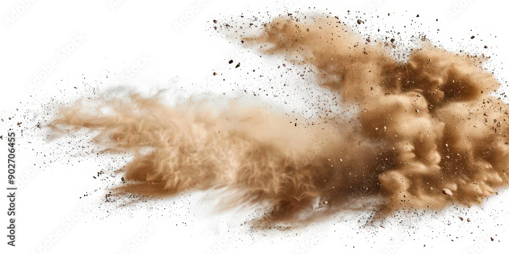 , Dust and dirty particles isolated on white background, sandstorm sand dust cloud flying small particles on white , brown powder , Dust and dirty particles isolated on white background, sandstorm sand dust cloud flying small particles on white , brown powder