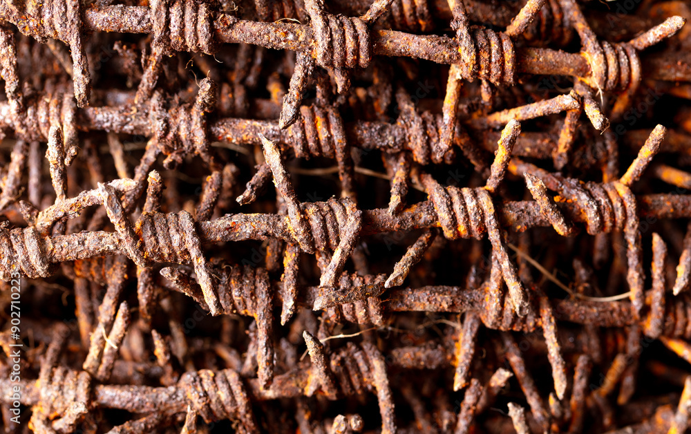 Close-up of rusty metal barbed wire Close-up of rusty metal barbed wire
