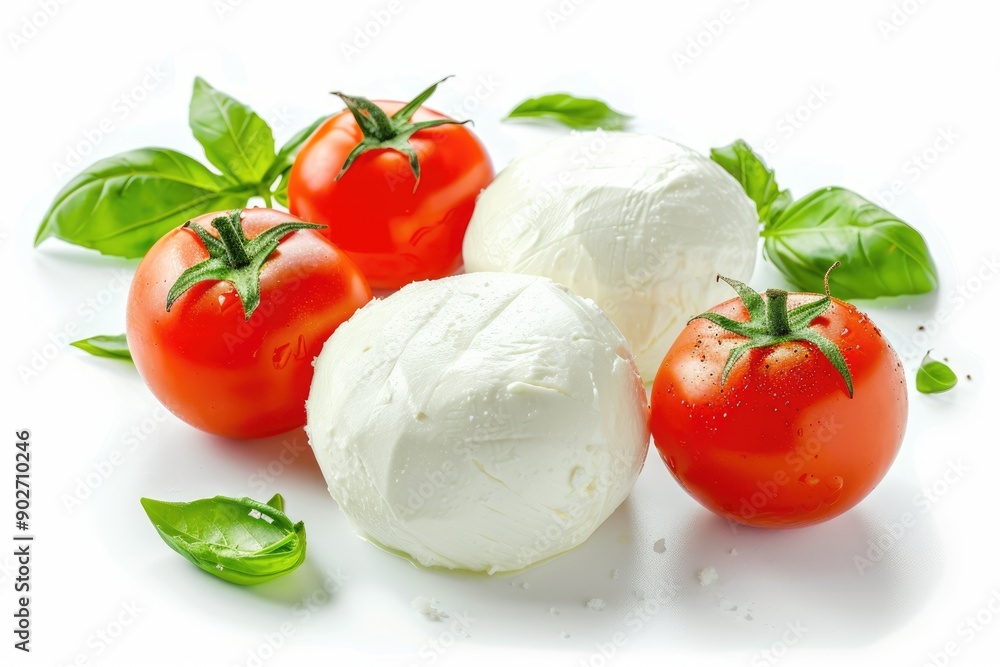 Italian Delight: Hand-drawn Watercolor Mozzarella Cheese with Fresh Basil and Tomatoes Italian Delight: Hand-drawn Watercolor Mozzarella Cheese with Fresh Basil and Tomatoes