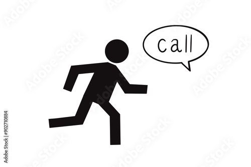 This illustration shows a person responding to a call.