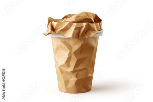 A simple, everyday object - a brown paper cup with a white lid