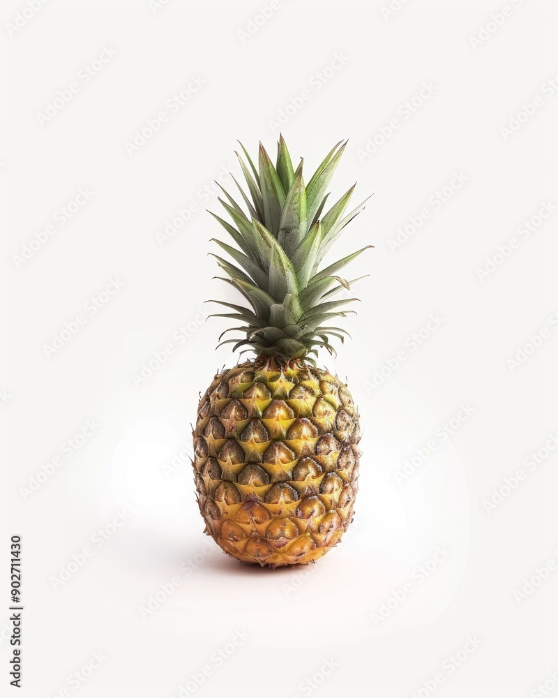 Close-up of a Ripe Pineapple on a White Background Close-up of a Ripe Pineapple on a White Background