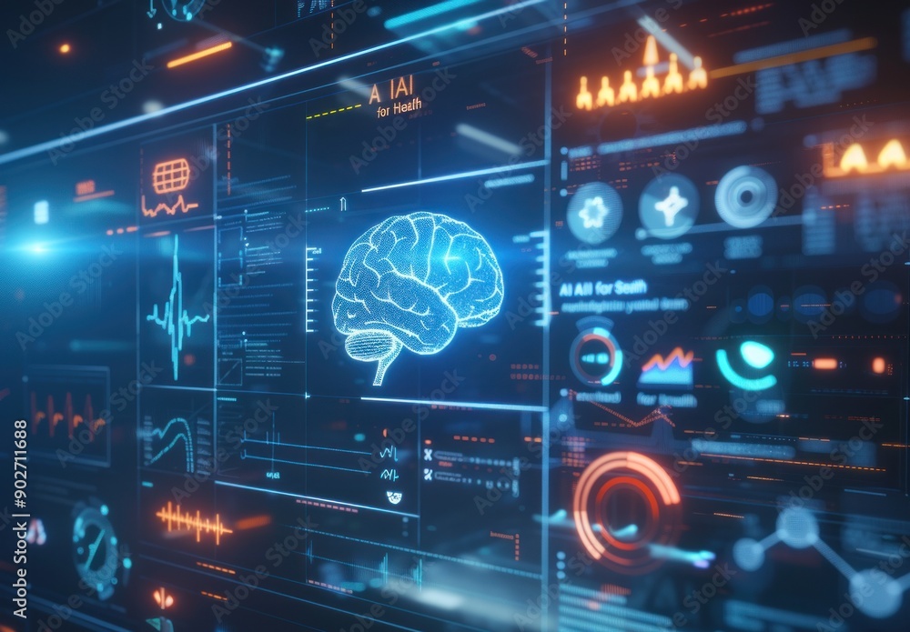 AI for Health futuristic digital interface AI for Health futuristic digital interface
