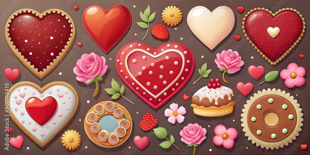  Valentine's Day heart and love elements