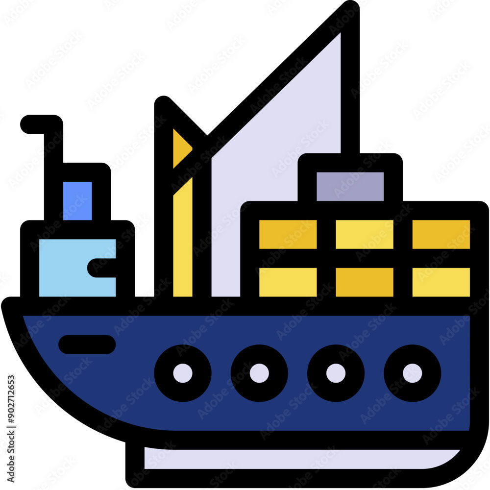 Obraz premium Vector Icon Ship, Yacht, Boating, Ships, Transportation