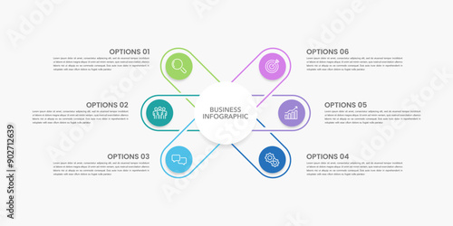 6 Steps infographic design template to success. Cycle, Diagram, Annual report, Banner, Business presentation and Organization. Vector illustration.
