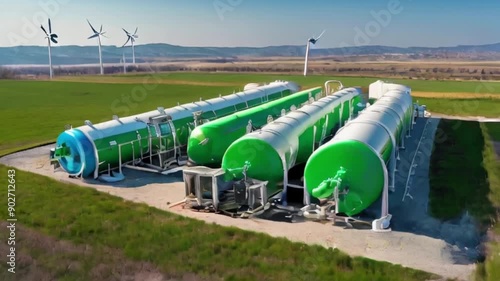 Wallpaper Mural Green Hydrogen renewable energy production pipeline. Green hydrogen gas for clean electricity facility created with generative ai	 Torontodigital.ca