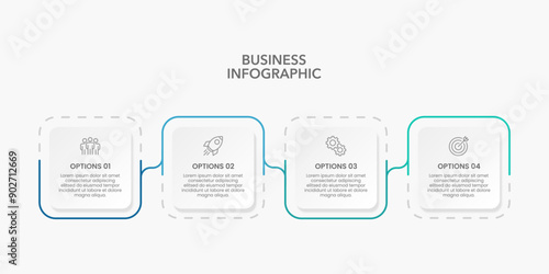 4 Processes to Business Success. Infographic Design Template. Diagram, Annual Report, Banner, Business Presentation and Timeline. Vector Illustration.