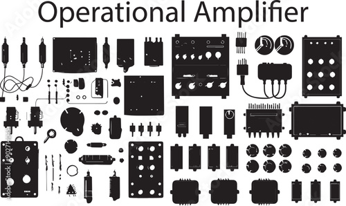 Operational Amplifier Minimalist Black Silhouette Vector Collection