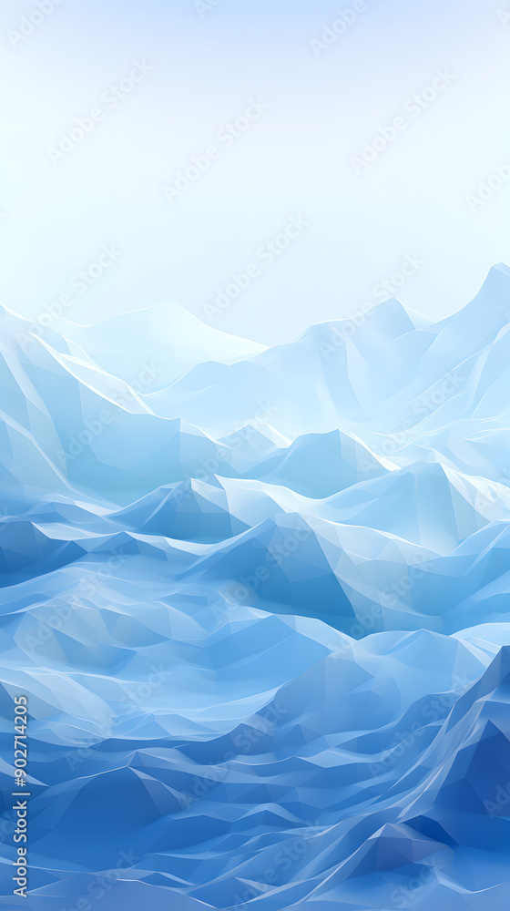 Fototapeta premium Digital technology minimalist blue mountains 3d abstract graphics poster background