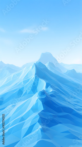 Digital technology minimalist blue mountains 3d abstract graphics poster background