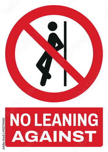 ISO prohibition safety signs text variation_no leaning against size a4/a3/a2/a1	
