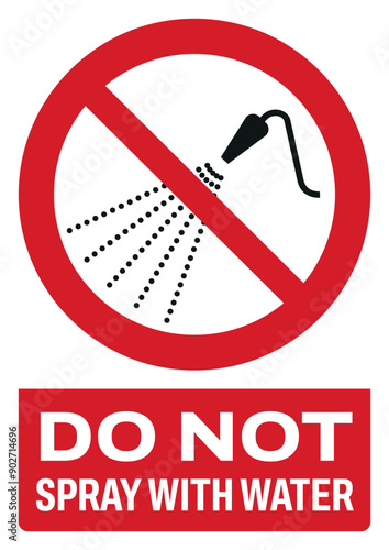 ISO prohibition safety signs text variation_do not spray with water size a4/a3/a2/a1	
