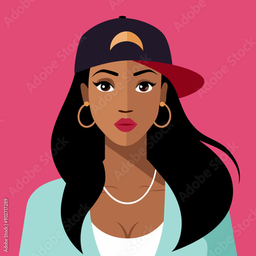 black hip-hop gangsta girl vector illustration