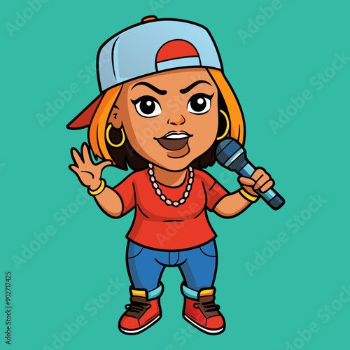 black hip-hop gangsta girl vector illustration
