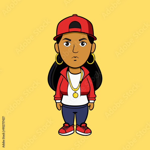 black hip-hop gangsta girl vector illustration