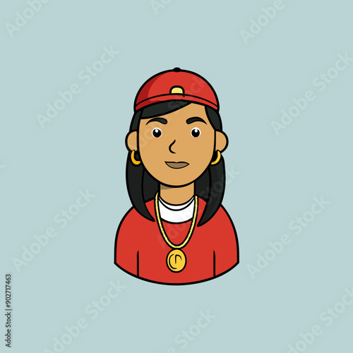 black hip-hop gangsta girl vector illustration