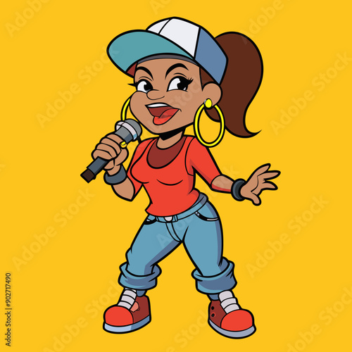 black hip-hop gangsta girl vector illustration