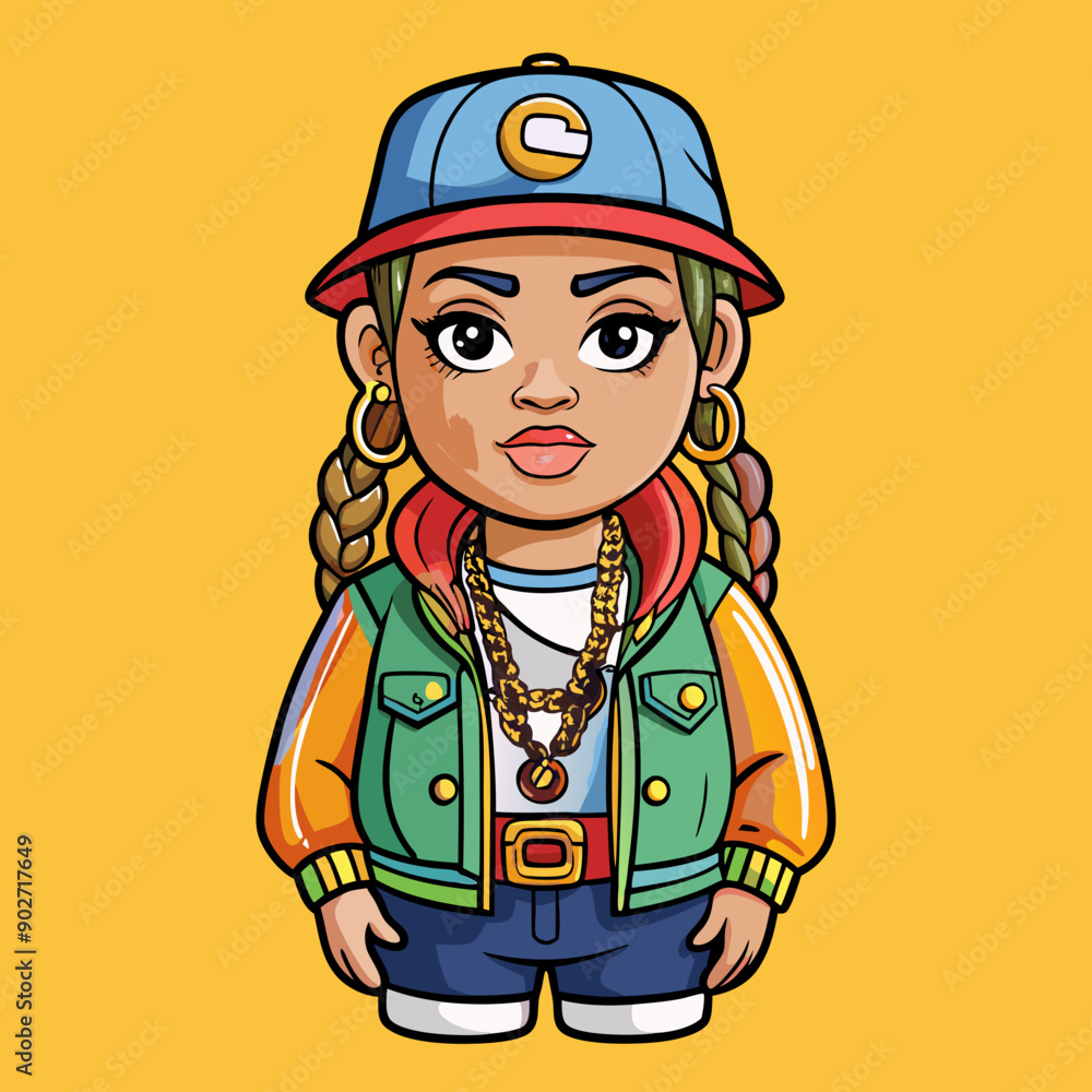 black hip-hop gangsta girl vector illustration black hip-hop gangsta girl vector illustration