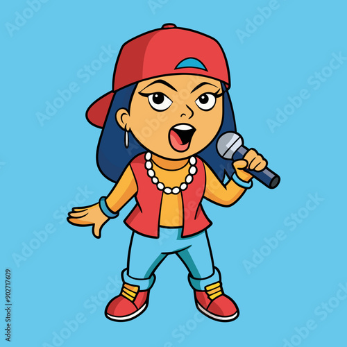 black hip-hop gangsta girl vector illustration
