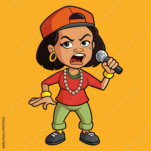 black hip-hop gangsta girl vector illustration