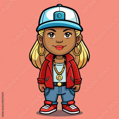 black hip-hop gangsta girl vector illustration