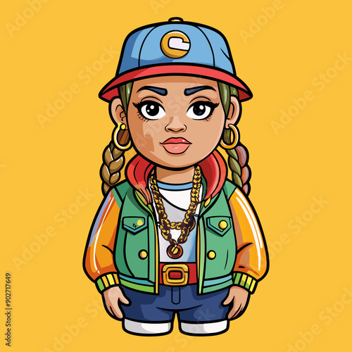 black hip-hop gangsta girl vector illustration