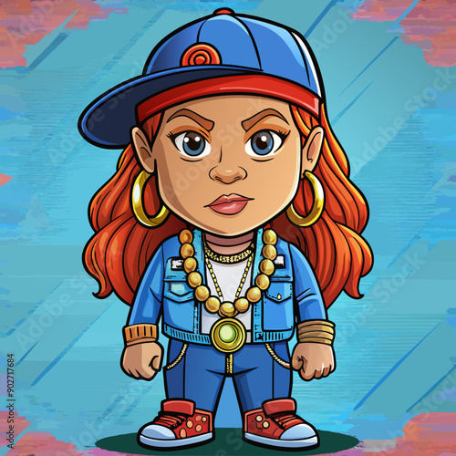 black hip-hop gangsta girl vector illustration