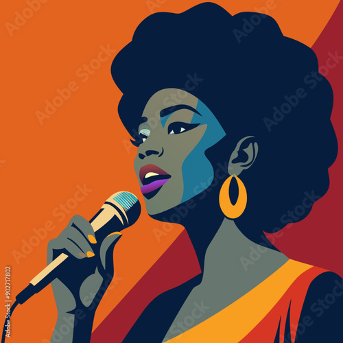 black hip-hop gangsta girl vector illustration