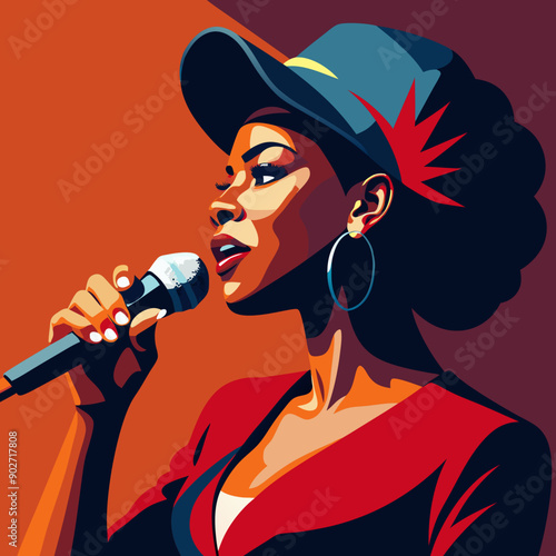 black hip-hop gangsta girl vector illustration