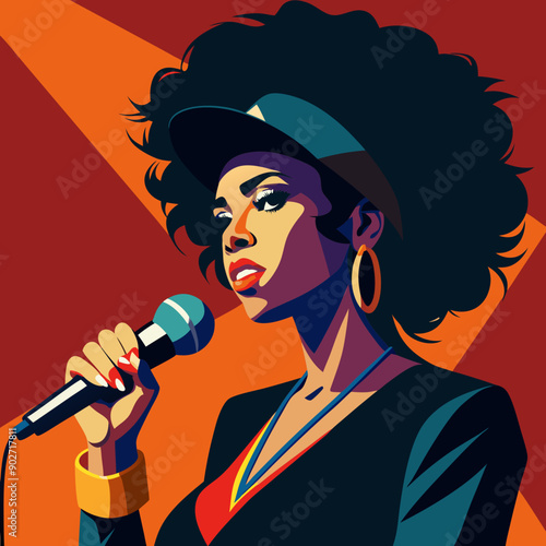 black hip-hop gangsta girl vector illustration