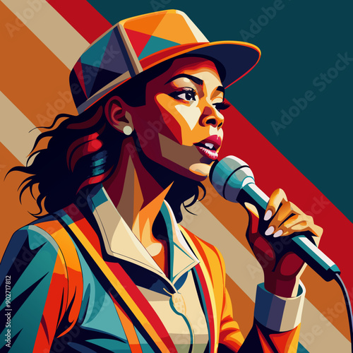 black hip-hop gangsta girl vector illustration