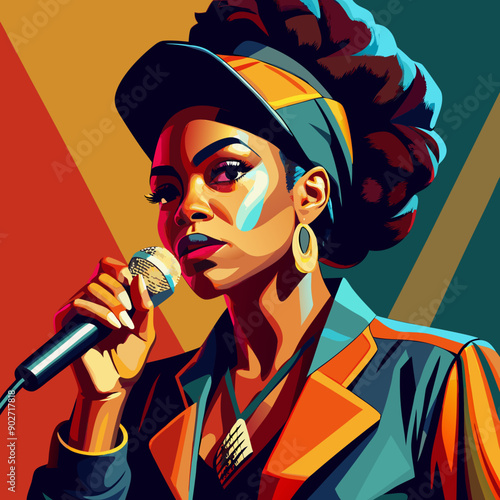 black hip-hop gangsta girl vector illustration