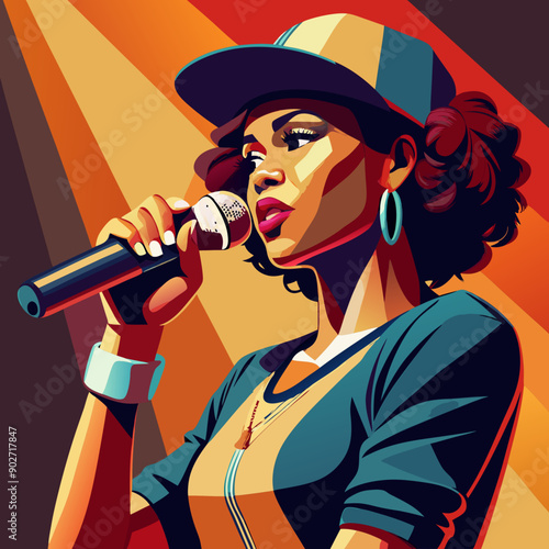 black hip-hop gangsta girl vector illustration