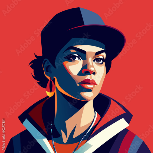 black hip-hop gangsta girl vector illustration