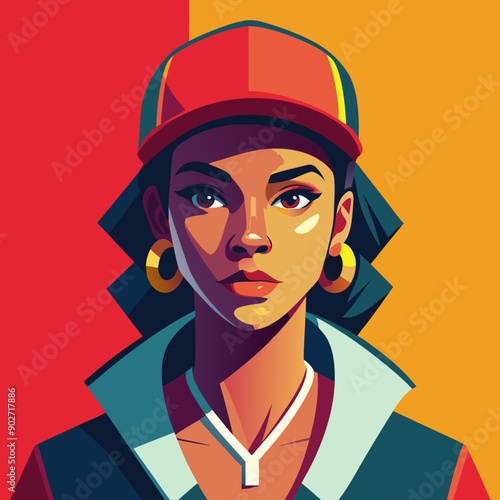 black hip-hop gangsta girl vector illustration