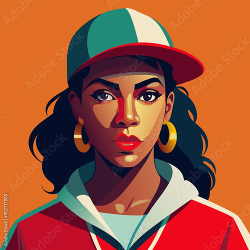 black hip-hop gangsta girl vector illustration