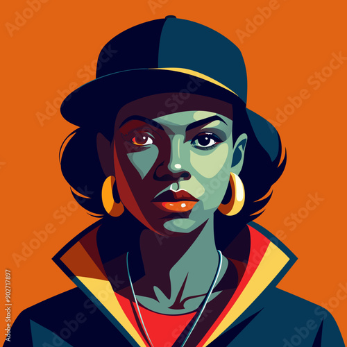 black hip-hop gangsta girl vector illustration