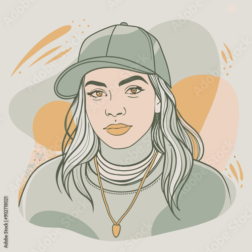 black hip-hop gangsta girl vector illustration