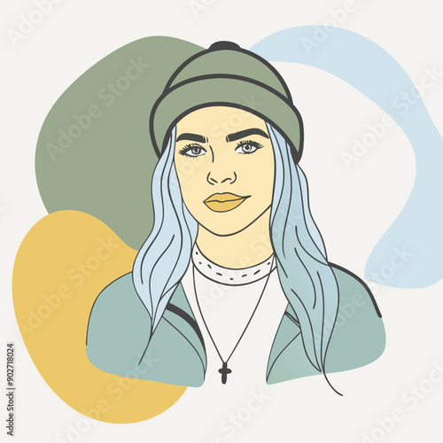 black hip-hop gangsta girl vector illustration