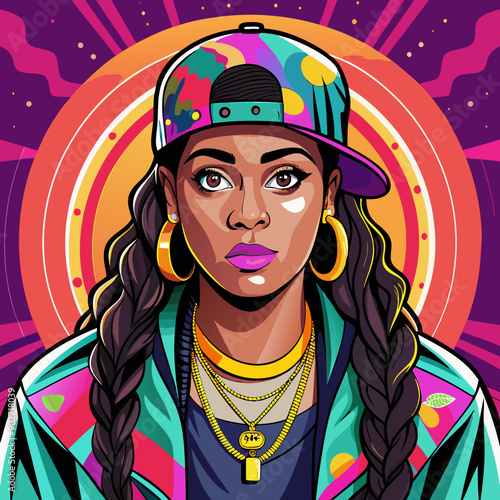 black hip-hop gangsta girl vector illustration