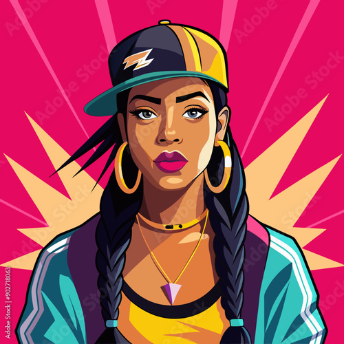 black hip-hop gangsta girl vector illustration