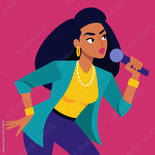 black hip-hop gangsta girl vector illustration