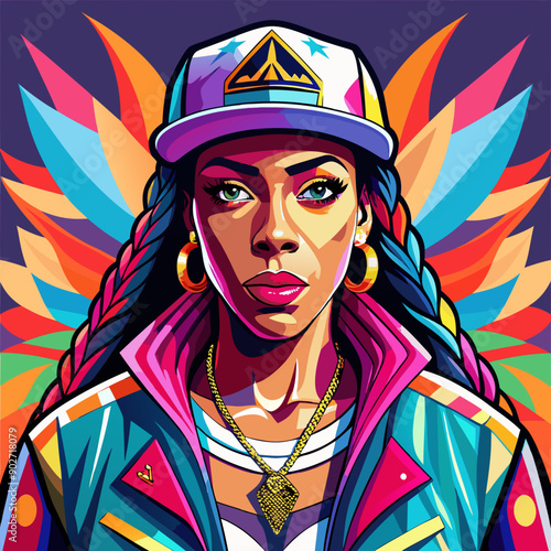 black hip-hop gangsta girl vector illustration
