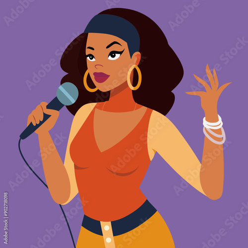 black hip-hop gangsta girl vector illustration