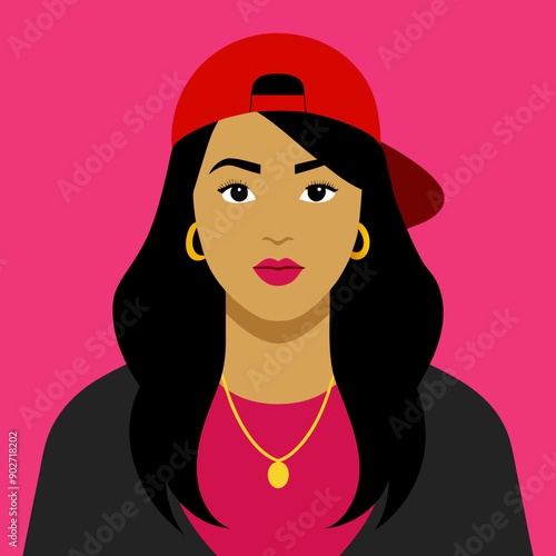 black hip-hop gangsta girl vector illustration